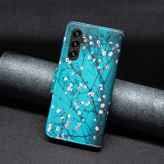 Flip case for Samsung Galaxy A55 5G, Wallet, Sakura, blue