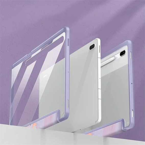 Case for Samsung Galaxy Tab S10 FE+ Plus, Smartcase Hybrid, with stylus space, Marble purple