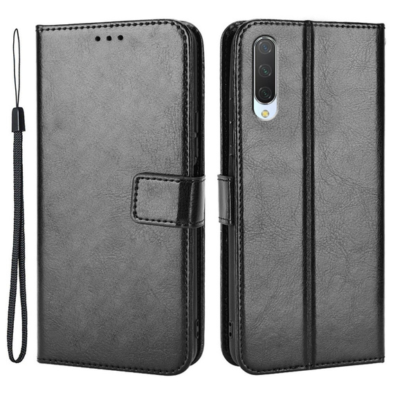 Flip case for Xiaomi Mi 9 Lite, Crazy Horse Wallet, black