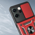 Armoured case for Oppo Reno 14F, with camera protection, with stand, red