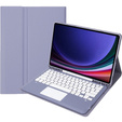 Case + keyboard Samsung Galaxy Tab S9+, Leather Pen Slot TouchPad, purple