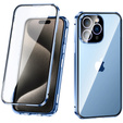 Case for iPhone 15 Pro Max, Magnetic Dual Glass, blue