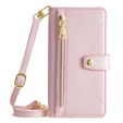 Flip case for iPhone 14, Wallet Zipper Pocket, pink