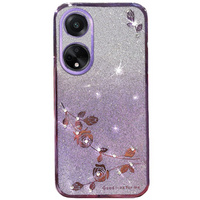 Case for Oppo A58 4G, Glitter Flower, purple