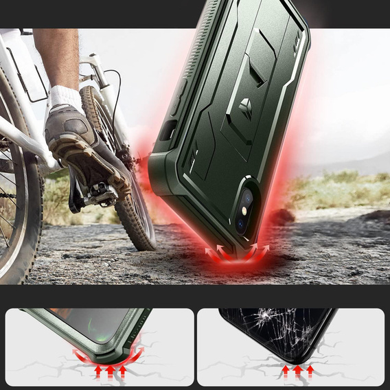 Armored case for iPhone X / XS, Dexnor Full Body, green