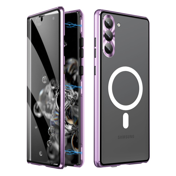 Magnetic Dual Glass MagSafe case for Samsung Galaxy S24+ Plus, purple