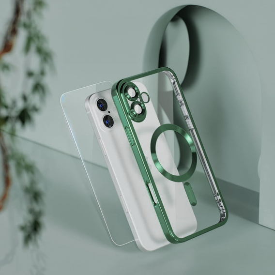 Case for iPhone 16 Plus, Electro MagSafe, green + Screen Glass