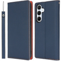 Flip case for Samsung Galaxy S25, Litchi Skin Grain, dark blue