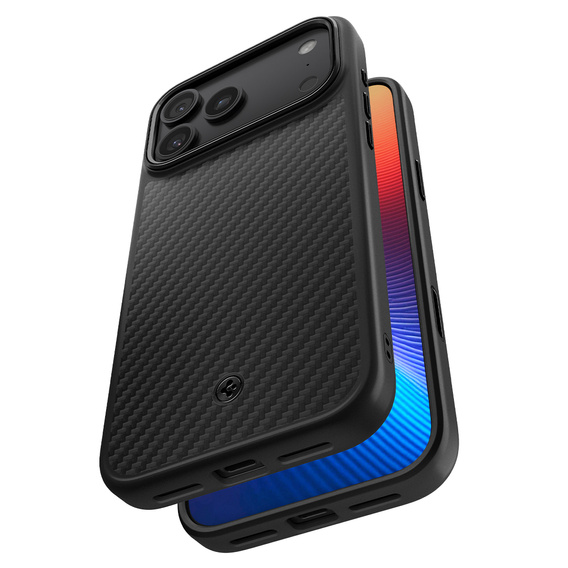 Spigen Enzo Aramid MagSafe case for iPhone 17 Pro, carbon black