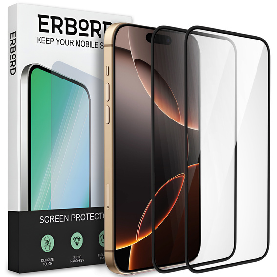 2x ERBORD Ceramic hybrid glass for iPhone 17 Pro/17/16 Pro