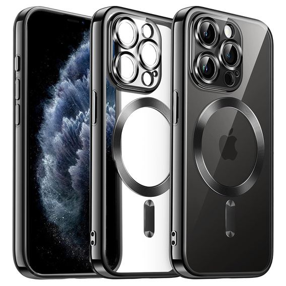 Case for iPhone 11 Pro Max, Electro MagSafe, black + Screen Glass