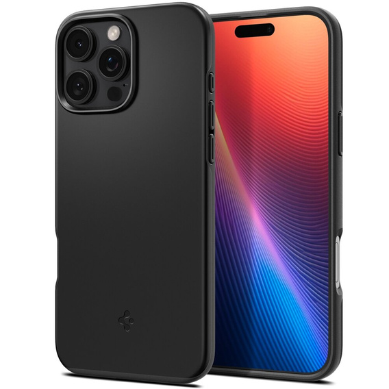 Spigen case for iPhone 16 Pro Max, Thin Fit Mag, black + 9H tempered glass