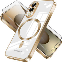 Case for Samsung Galaxy S25 Edge, Electro MagSafe, gold + Screen Glass