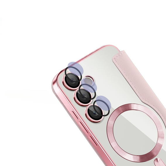 Flip case for Samsung Galaxy S24 FE, RFID Wallet MagSafe CamShield, pink
