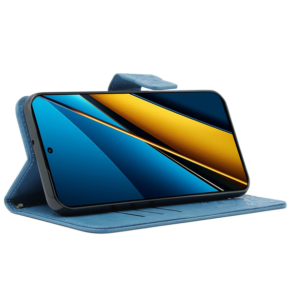 Flip case for Xiaomi Poco X6 5G, Butterfly, blue