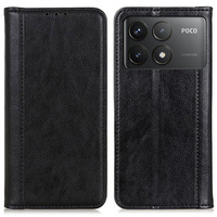 Flip case for Xiaomi Poco F6 Pro, Split Leather, black
