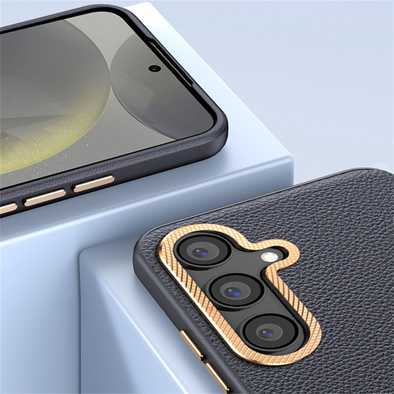 Leather case for Samsung Galaxy S25+ Plus, leather hybrid, grey