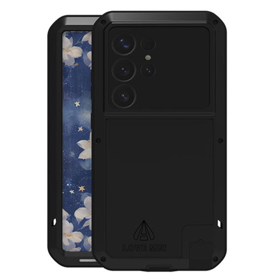 Love Mei Case for Samsung Galaxy S25 Ultra, armored with glass, black