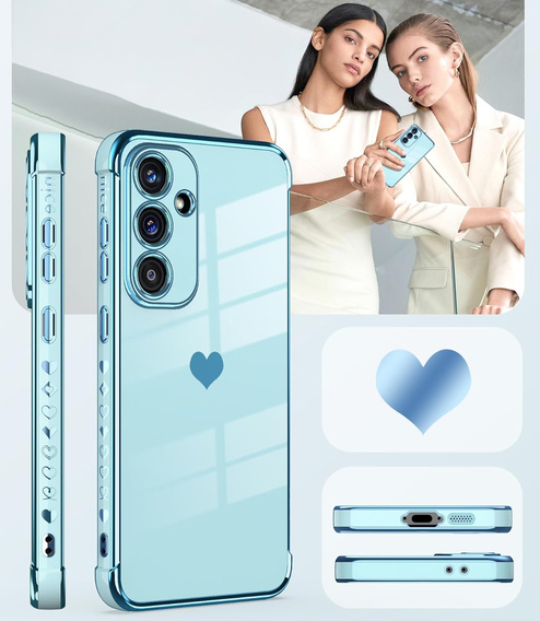 Case for Samsung Galaxy A26, Electro heart, blue + Glass 9H