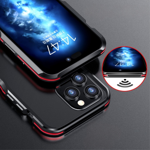 Case LUPHIE for iPhone 15 Pro Max, Armor Bumper, black / red
