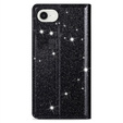 Flap case for iPhone 16E, Card Slot Glittery, black