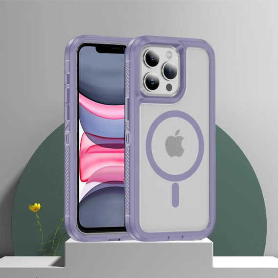 Case with frame for iPhone 12/12 Pro, for MagSafe, transparent / purple