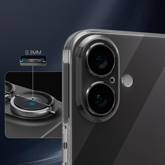 Camera glass for iPhone 16 / 16 Plus, black metal overlay ERBORD