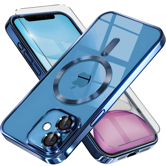 Case for iPhone 11, Electro MagSafe, blue + Screen Glass