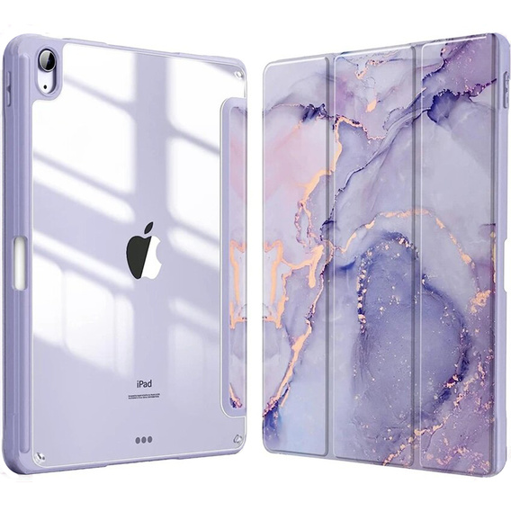 Case for iPad 10.9" 2022 (10 gen.), Smartcase Hybrid, with stylus space, Marble purple