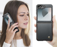 Case for Samsung Galaxy Z Flip7 FE / Z Flip6, CASEME Litchi Leather, black