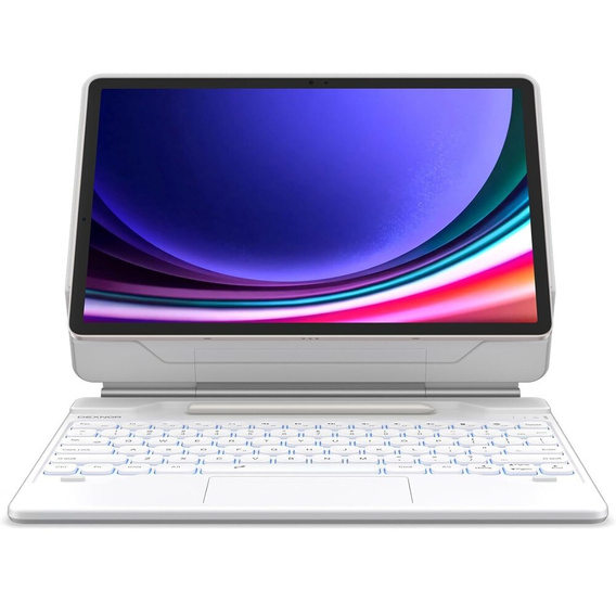 Keyboard case for Samsung Galaxy Tab S7+ / S7 FE / S9+ / S8+ / S9 FE+ / S10+, Dexnor Magnetic Keyboard Touchpad, white