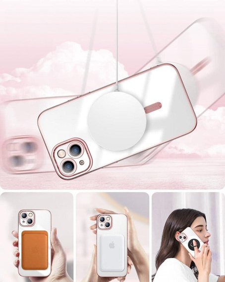 Case for iPhone 14, Electro MagSafe, pink + Screen Glass