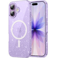 Case for iPhone 17, for MagSafe, glitter, translucent purple