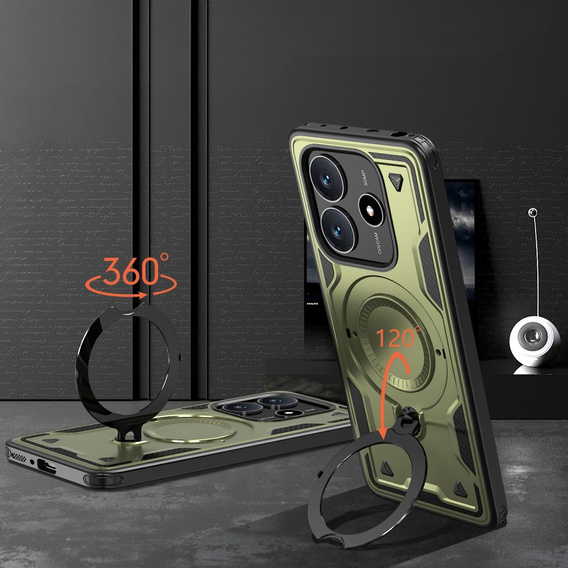 Case for Xiaomi Redmi Note 14 5G, Military MagSafe, green + 9H glass