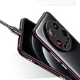 Case for Xiaomi 14 Ultra, Armor Bumper, with lens cover, black / red