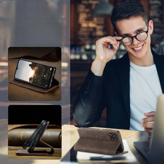 CASEME case for Samsung Galaxy M33 5G, Leather Wallet Case, brown