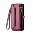 Case CASEME for Samsung Galaxy S25 Ultra, RFID Leather Wallet, with shoulder strap, red