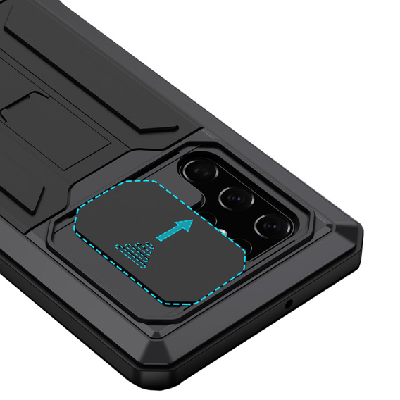 Armored case for Samsung Galaxy S22 Ultra 5G, R-JUST CamShield Slide, black