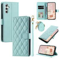 Flip case for Samsung Galaxy S24 FE, Rhombus Crossbody Leather, green