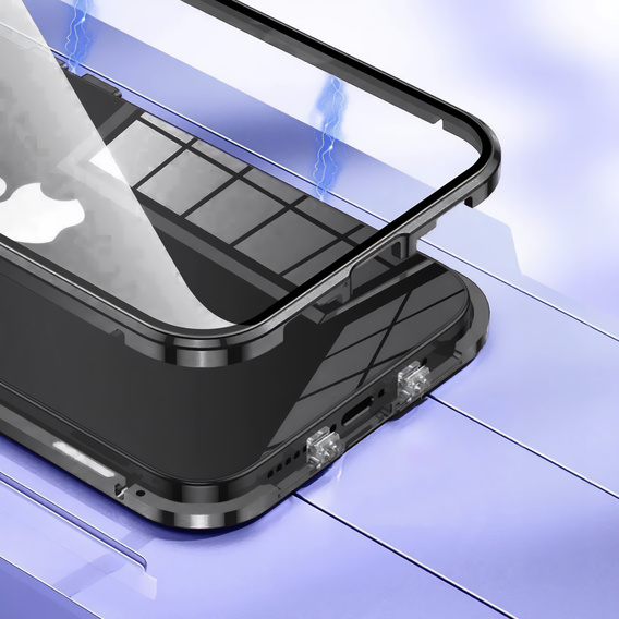 Case for iPhone 16E, Magnetic Dual Glass, black