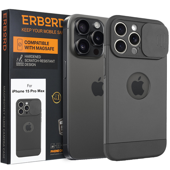 Case for iPhone 15 Pro Max, ERBORD MagArmor MagProtect Camera, black