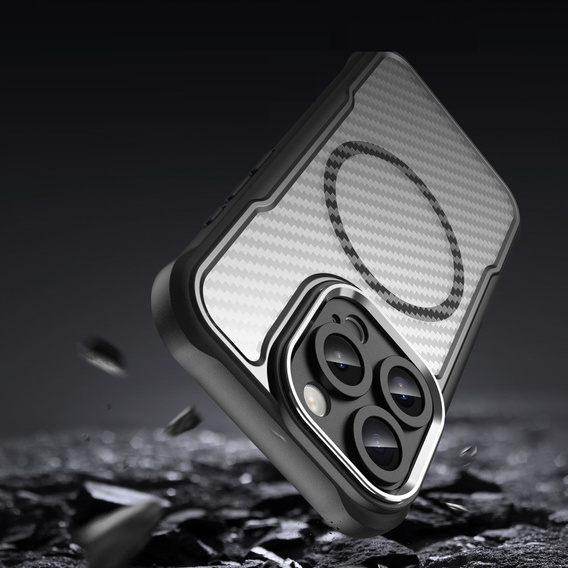 Case for iPhone 16 Pro Max, Fusion Hybrid Carbon, for MagSafe, black