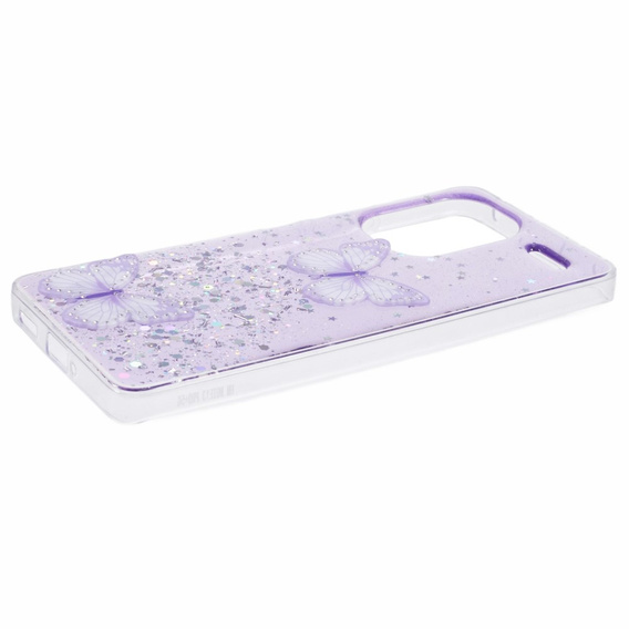 Case for Xiaomi Redmi Note 13 Pro+, Glitter Butterfly, purple