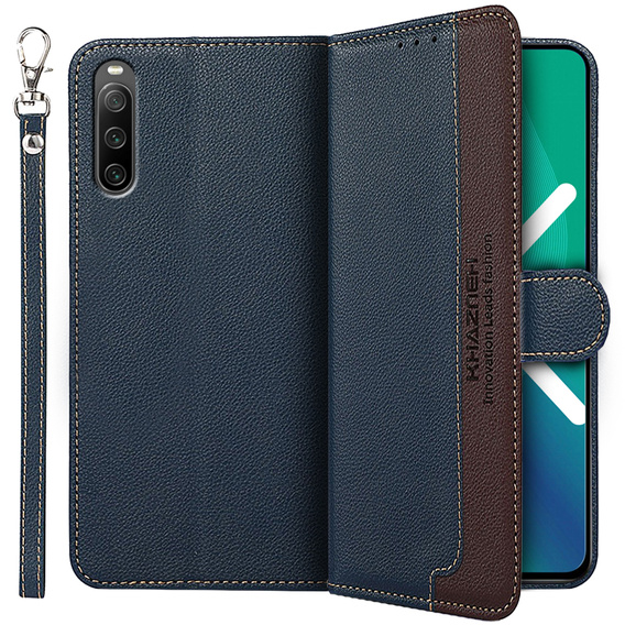 Flip case for Sony Xperia 10 IV, KHAZNEH RFID Case, blue