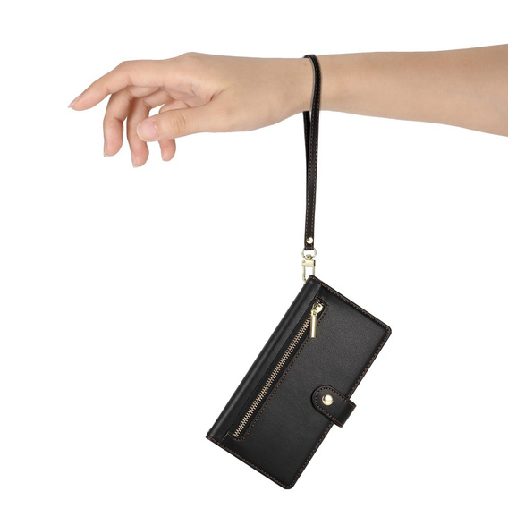 Flip case for Samsung Galaxy S25, Wallet Zipper Pocket, black