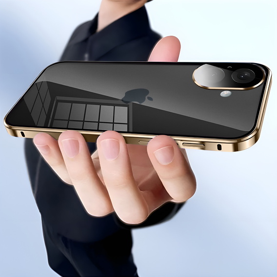 Case for iPhone 16, Magnetic Dual Glass, gold