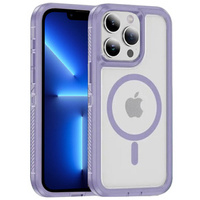 Case with frame for iPhone 13 Pro, for MagSafe, transparent / purple