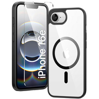 Magnetic Case for iPhone 16E, MagSafe, black + 9H tempered glass