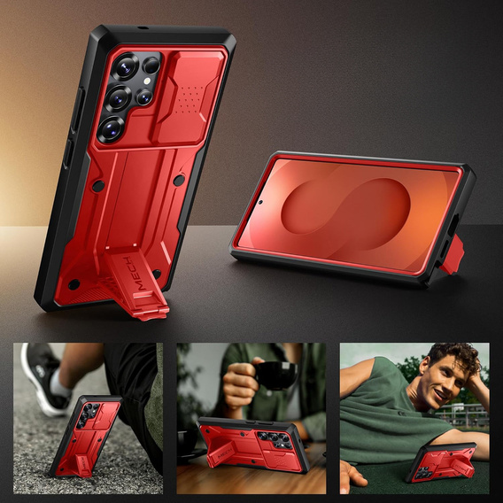 Case for Samsung Galaxy S25 Ultra – Tongate MECH Series Belt Clip, red