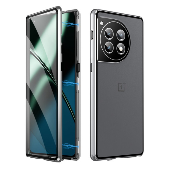 Case for OnePlus 12 5G, Magnetic Dual Glass, silver